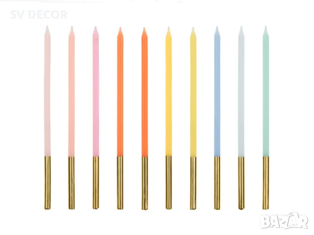 Свещи за рожден ден, разноцветни (12бр./оп)