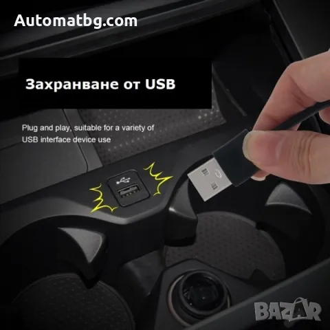 LED неонова лента Automat, Интериорна лента за кола, 12V, Бял, 3 метра, USB, снимка 3 - Аксесоари и консумативи - 48694076