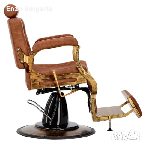 Хидравличен фризьорски стол за фризьорски салон Taurus Barberking EP-07-BROWN-BENZ, снимка 5 - Бръснарски столове - 43919108