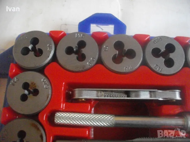 М3-М12 НОВ НЕМСКИ СТАРО КАЧЕСТВО РЕЗБОНАРЕЗЕН КОМПЛЕКТ МЕТЧИЦИ И ПЛАШКИ ВЪНШНИ/ВЪТРЕШНИ РЕЗБИ 40 БР., снимка 9 - Други инструменти - 48922156