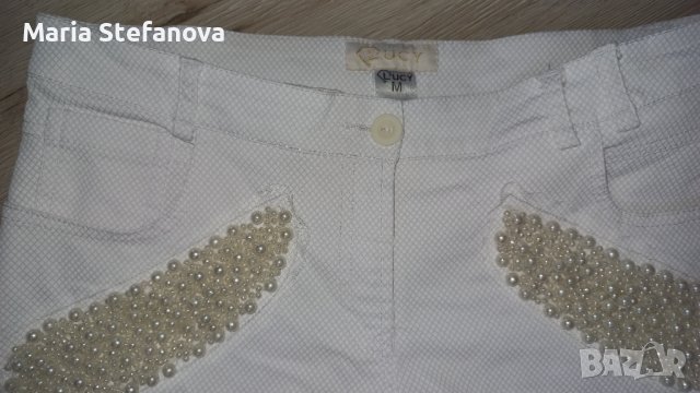 Бели къси панталони с перли Lucy Fashion , снимка 3 - Къси панталони и бермуди - 37651666