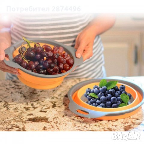 Силиконов, сгъваем гевгир за измиване и отцеждане, снимка 6 - Други стоки за дома - 34987660