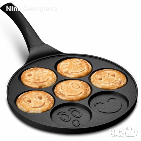 Тиган за палачинки с форми на емотикони – перфектен за весела и вкусна закуска, снимка 2 - Съдове за готвене - 51958277