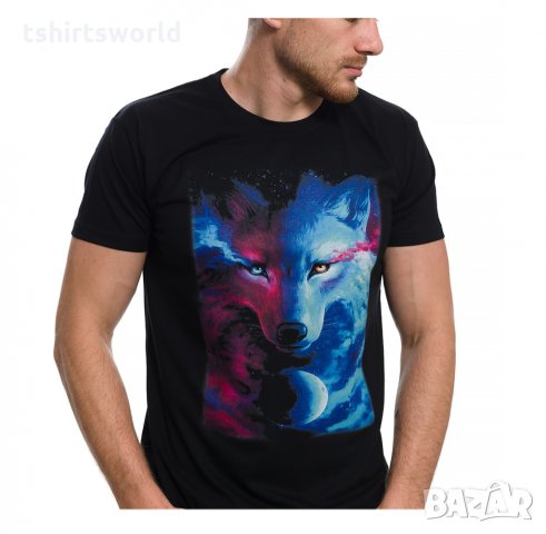 Нова мъжка тениска с дигитален печат Вълк, GALAXY WOLF, Серия вълци, снимка 1 - Тениски - 29040524