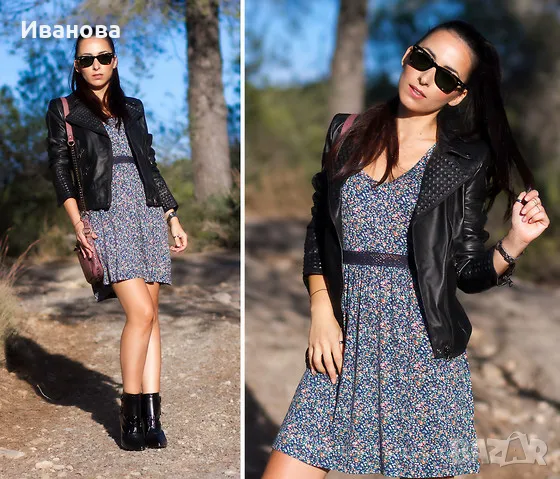 SPF Флорална рокличка с кожен колан на бранда. Пролет-лято, снимка 14 - Рокли - 49607230