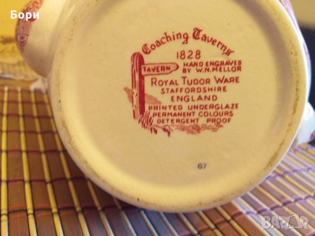 Английска порцеланова кана Coaching Taverns 1828 Royal Tudor Ware  Staffordshire England, снимка 14 - Аксесоари за кухня - 32807764