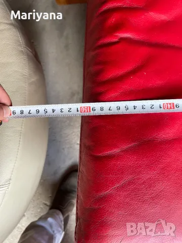 Червен кожен диван , снимка 5 - Дивани и мека мебел - 50043015