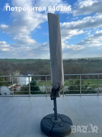 Висящ чадър TRONDHEIM  сив,3м диаметър, снимка 7 - Градински мебели, декорация  - 49561224