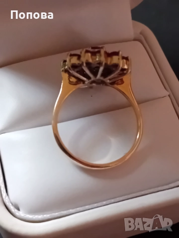 Винтидж златен пръстен с диаманти и рубини ръчна изработка , снимка 3 - Пръстени - 52490240