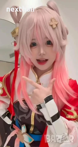 Аниме косплей розова перука Honkai Star Rail March high quality cosplay, снимка 2 - Аксесоари за коса - 50451524