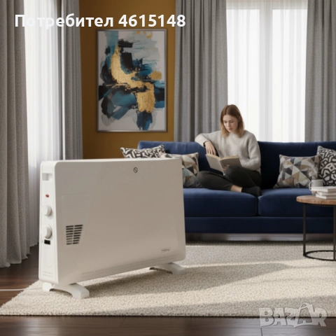 Конвекторен отоплител Rosberg – 2500W, 3 степени, с вентилатор, защита от прегряване (бял или черен), снимка 5 - Други - 51985106