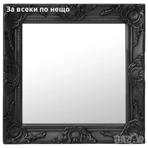 Стенно огледало, бароков стил, 50х50 см, черно Код P1035