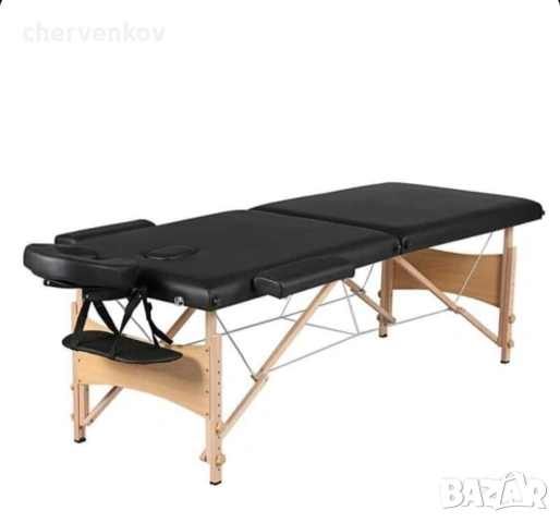 трисекторна козметична масажна кушетка дървена черна масажно легло, снимка 6 - Кушетки - 53166051