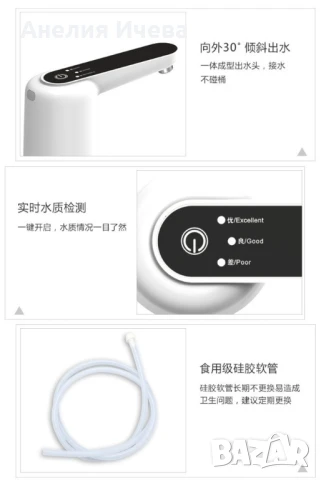 Електрическа помпа за бутилирана вода с интелигентен контрол на качеството / USB кабел за зареждане, снимка 5 - Аксесоари за кухня - 50503204