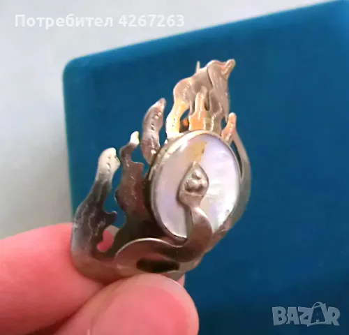 3D сребриста брошка със седеф, снимка 3 - Други - 48452665