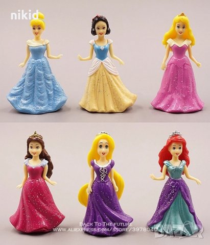 Принцеса принцеси Ариел Рапунцел Белл Снежанка Аврора пластмасови фигурки фигурка за игра и торта, снимка 2 - Фигурки - 25153473