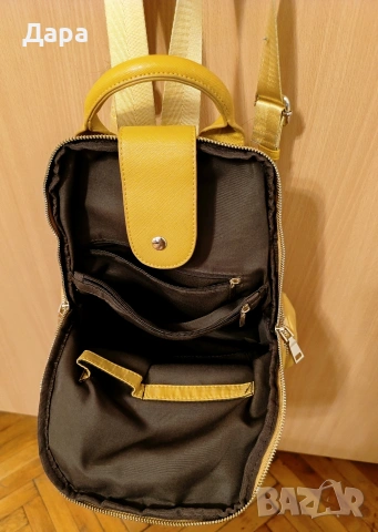 Дамска чанта – раница, цвят горчица, снимка 3 - Раници - 53064575