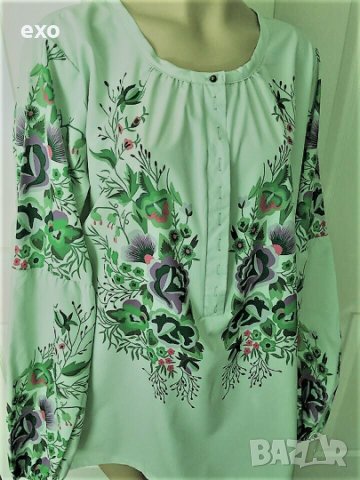 Флорална блуза, Елегантна блуза, Ефектна блуза, снимка 4 - Блузи с дълъг ръкав и пуловери - 43245579