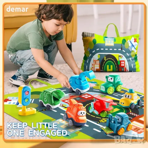 7 превозни средства с карта и светофар, за деца 1-2 години, снимка 3 - Коли, камиони, мотори, писти - 49934171