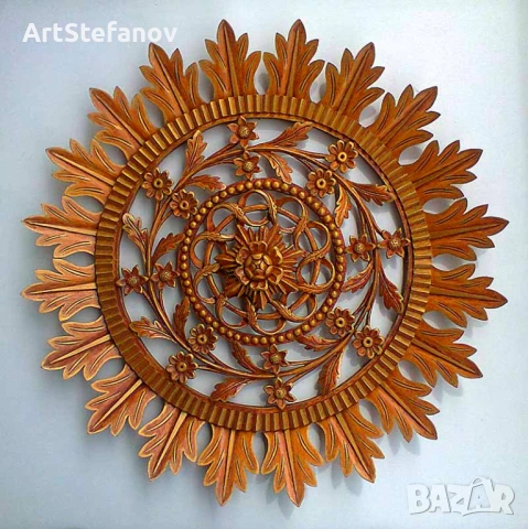 Дърворезба, уникална розета, украса за таван или стена