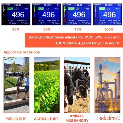 Детектор за въглероден диоксид / Измервател на качеството на въздуха JD-112, снимка 5 - Друга електроника - 43393606