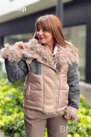 -40  % Ефектно яке , деним с еко косъм, силиконова вата, снимка 2 - Якета - 53080984