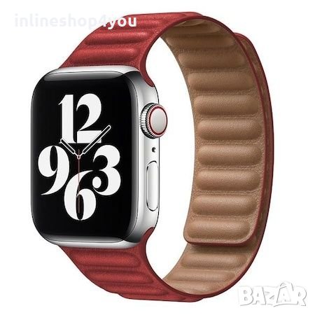 Кожена Магнитна Каишка за Apple Watch 7 / 6 / 5 / SE 44 40 45 41mm, снимка 4 - Аксесоари за Apple - 34837193