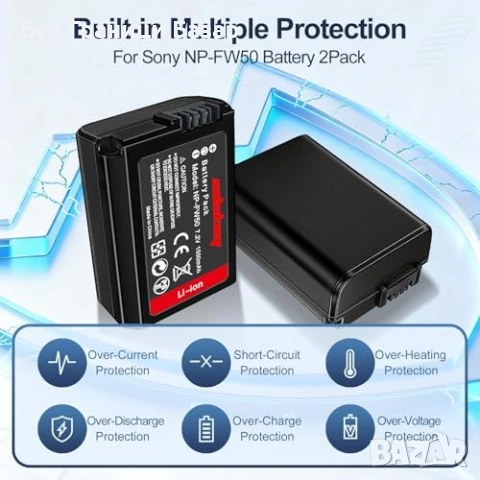 Нови NP-FW50 2 броя батерия 1500mAh за Sony A7 II A7R A7S A6300 A6500, снимка 3 - Батерии, зарядни - 53534561