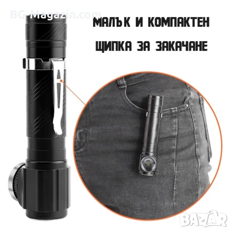 Мощен LED акумулаторен челник за глава 2в1 туристически лед фенер USB за риболов къмпинг палатка, снимка 10 - Къмпинг осветление - 50938502