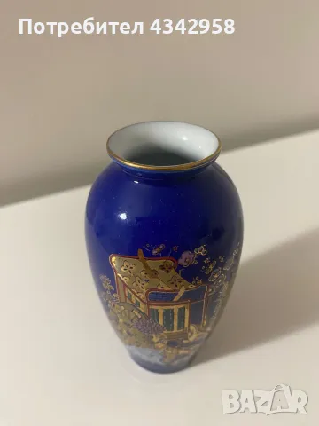Vintage miniature decorative cobalt blue Japanese vase.