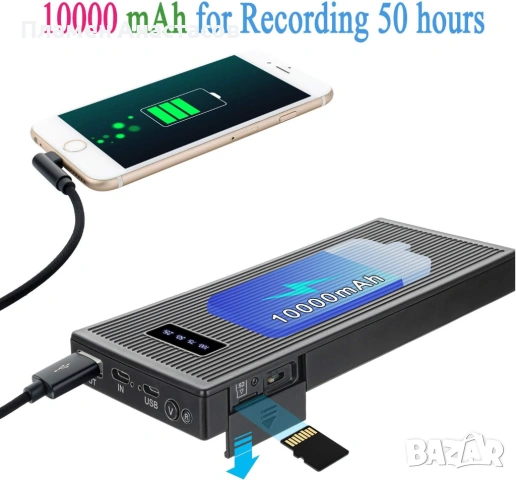 Скрита камера Powerbank 10000 mAh – Full HD 1080p, нощно виждане и сензор за движение (с 32GB карта), снимка 7 - Други - 53533544