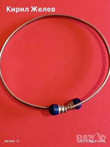 ВИНТИДЖ СРЕБЪРНА ГРИВНА с ЛАЗУЛИТ РЕТРО АРТ БИЖУ 52477, снимка 3 - Гривни - 52855593