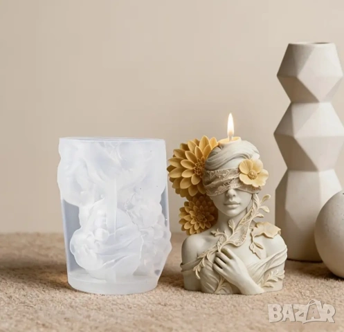 Молд жена с превръзка на очите и цветя , снимка 11 - Форми - 53412692