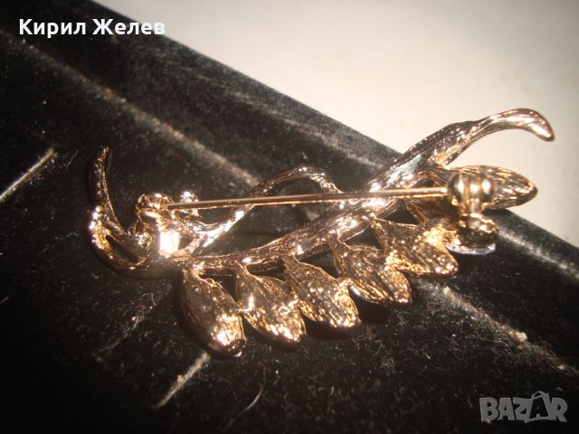 КРИСТАЛНА СКЪПОЦЕННА РИТРО АРТ ЕМАЙЛИРАНА ЗЛАТИСТА ВИНТИДЖ БРОШКА 20795, снимка 4 - Други - 32266535