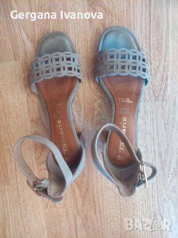 Сандали Tamaris, набук и естествена кожа, снимка 2 - Сандали - 50885559