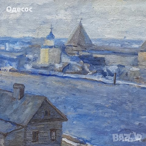 Стара  маслена картина нарисувана Столицата на Древна Русия, снимка 3 - Антикварни и старинни предмети - 43929122