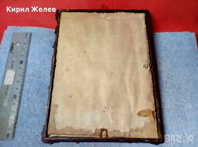 СТАРА ПРАВОСЛАВНА ИКОНА ПРЕСВЕТА БОГОРОДИЦА с МЛАДЕНЕЦА с КРАСИВА БАКЕЛИТЕНА РАМКА 47632, снимка 2 - Антикварни и старинни предмети - 47908855