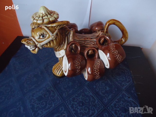 керамично шише магаре с 6 чашки,сервиз за ракия, снимка 3 - Аксесоари за кухня - 39020620