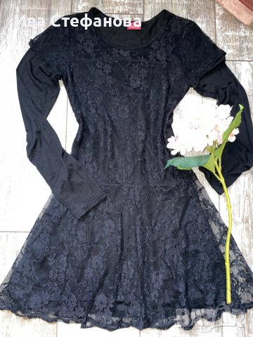 Черна елегантна дантелена парти рокля , снимка 2 - Рокли - 38832003