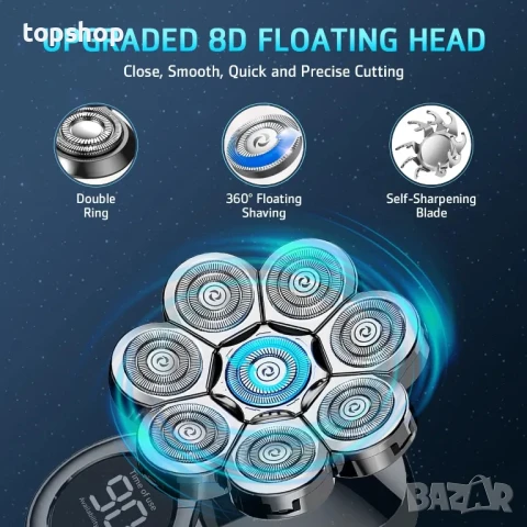 ЧИСТО НОВА Електрическа самобръсначка за мъже Lovcoyo 6 в 1 с подобрен водоустойчив комплект..., снимка 3 - Машинки за подстригване - 50501473