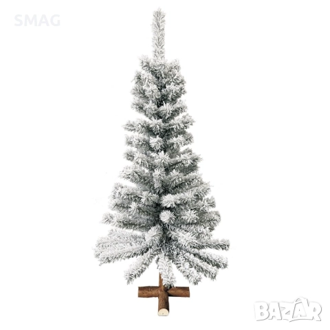 Коледна елха зелена заснежена с дървена основа - 120см_1240559