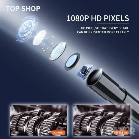 Ендоскопска камера със светлина бороскоп Ендоскоп с двойна леща 1080 HD камера за инспекция 8mm, снимка 6 - Друга електроника - 49064954