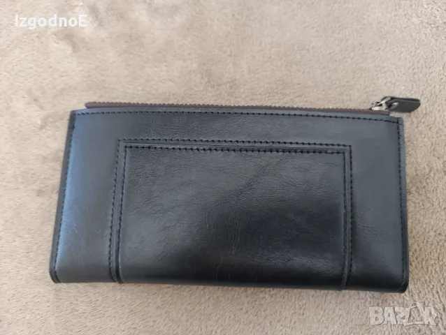 Нов черен кожен портфейл, снимка 4 - Портфейли, портмонета - 49587400