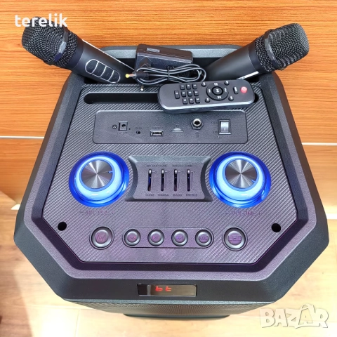 🔊 ABS-12202 – 12”×2 Xbass 200W 6000mah-50лв Професионална караоке тонколона, Bluetooth, 2 микрофонa, снимка 12 - Караоке - 51831232