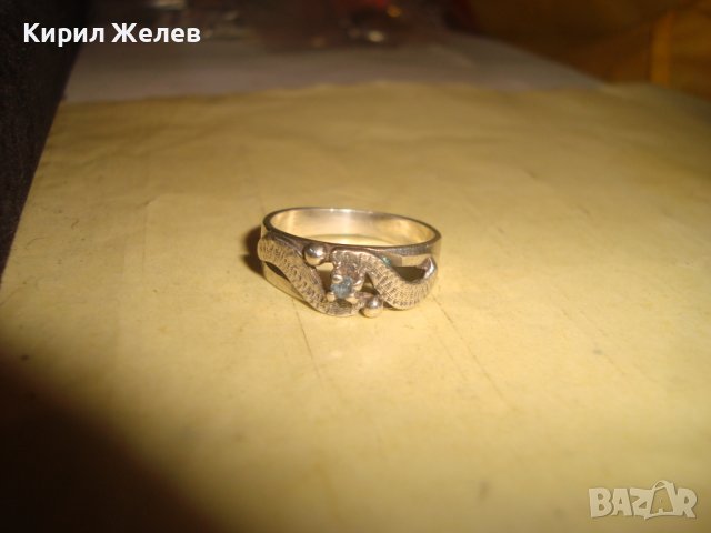 САПФИРЕН СРЕБЪРЕН ПРЪСТЕН СРЕБРО ВИСОКА ПРОБА РЪЧНА ЮВЕЛИРНА ИЗРАБОТКА АРТ ДЕКО УНИКАТ АНГЛИЯ 27259, снимка 8 - Пръстени - 36846983