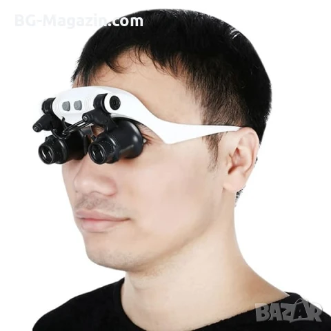 Професионална часовникарска увеличителна лупа за глава LED осветление лампа за бижутери часовникари, снимка 7 - Други инструменти - 50921208