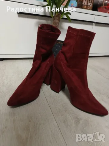 Велурени боти answear бордо дамски, снимка 2 - Дамски боти - 49564908