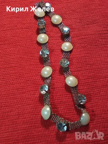 ШАРМАНТНО СРЕБРИСТО КОЛИЕ ВЕРИЖКА Тип ЧОКЪР с КРИСТАЛИ и НУЖДА от ЗАКОПЧАЛКА / РЕСТАВРАЦИЯ 23920, снимка 8 - Колиета, медальони, синджири - 47336381