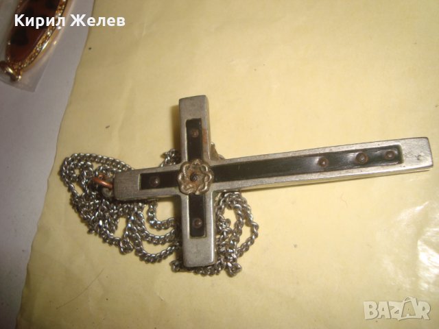 МНОГО СТАР ЙЕРУСАЛИМСКИ КРЪСТ НАГРЪДНО РАЗПЯТИЕ ПОСРЕБРЕНО РЯДКО със СТОМАНЕНА ВЕРИЖКА 21128 , снимка 16 - Антикварни и старинни предмети - 32689668