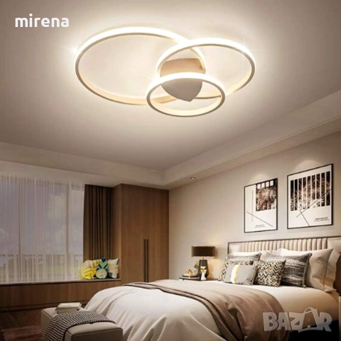 LED лед полилей с дистанционно 3 кръга бяла и кафява 218, 219, снимка 10 - Полилеи - 51536967